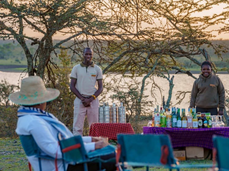 Mutara Camp bush dinner setup within the conservancy