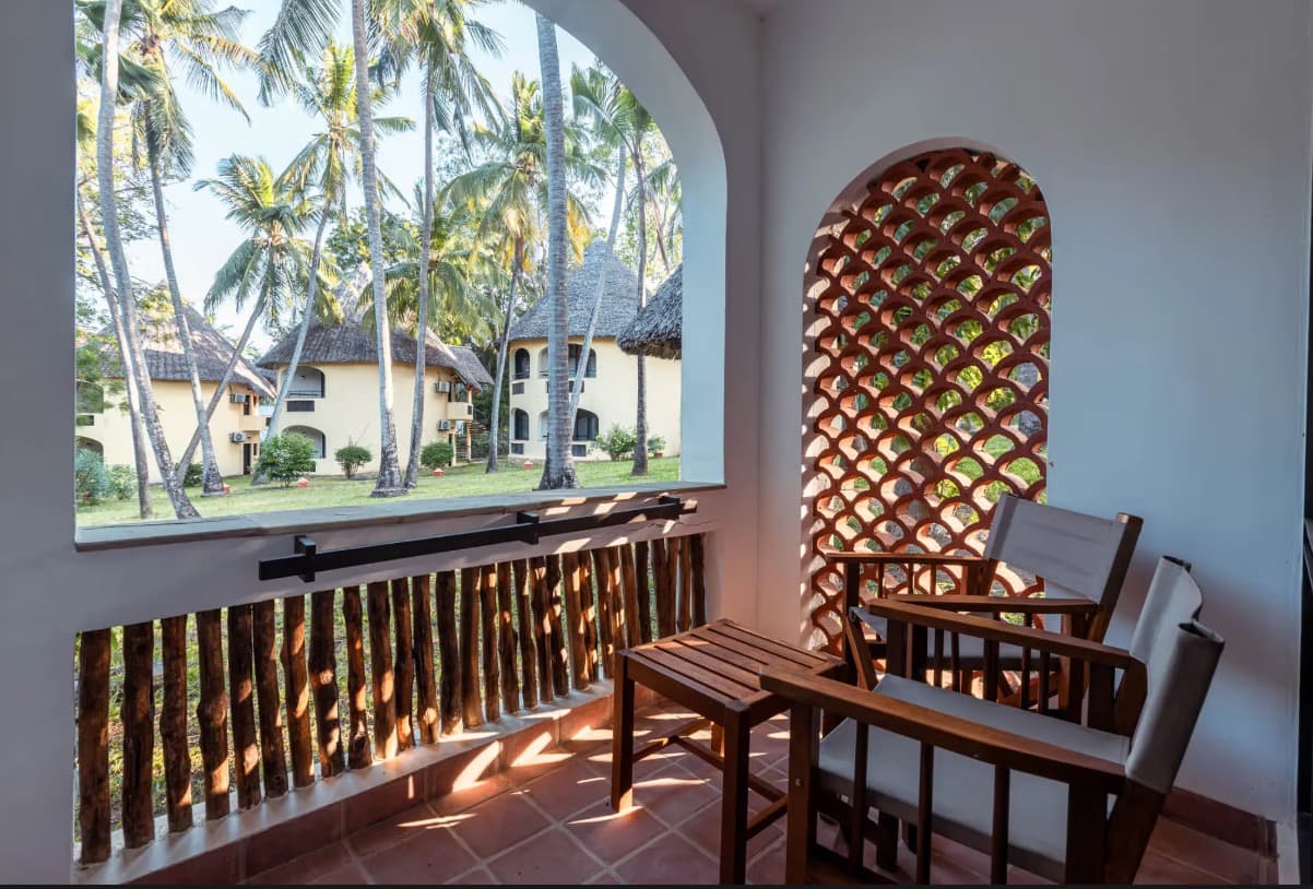 Severin Sea Lodge balcony overlooking coastal gardens